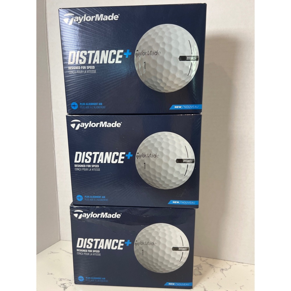 TaylorMade Distance+ Golf Balls 3 Dozen New Sealed White Alignment Aid
